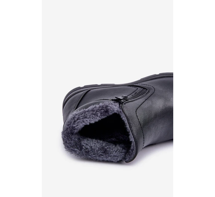 Ocieplane Męskie Botki Z Eko Skóry Czarne Daniello