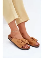 Klapki Damskie Na Korkowej Podeszwie Kokardką Camel Seressa Klapki Damskie Na Korkowej Podeszwie Kokardką Camel Seressa