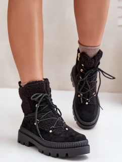 Členkové topánky s jahňacinou čierne Merilana