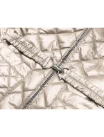 Béžová prešívaná dámska bunda s opaskom (BH2208)