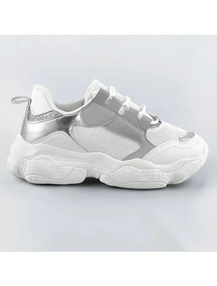 Bielo-šedé dámske šnurovacie tenisky "sneakers" (172)