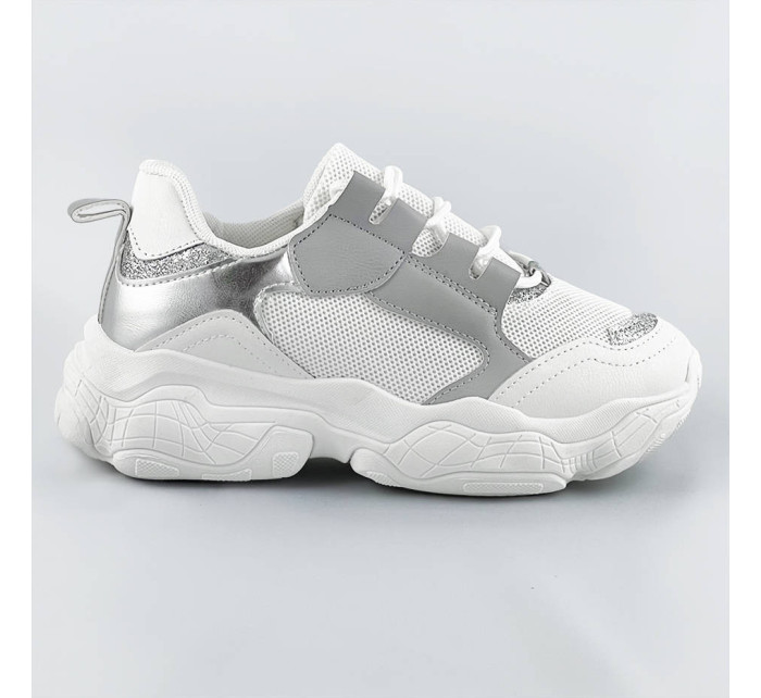 Bielo-šedé dámske šnurovacie tenisky "sneakers" (172)
