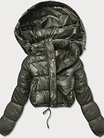 Krátka páperová bunda khaki (d2-3831-22)