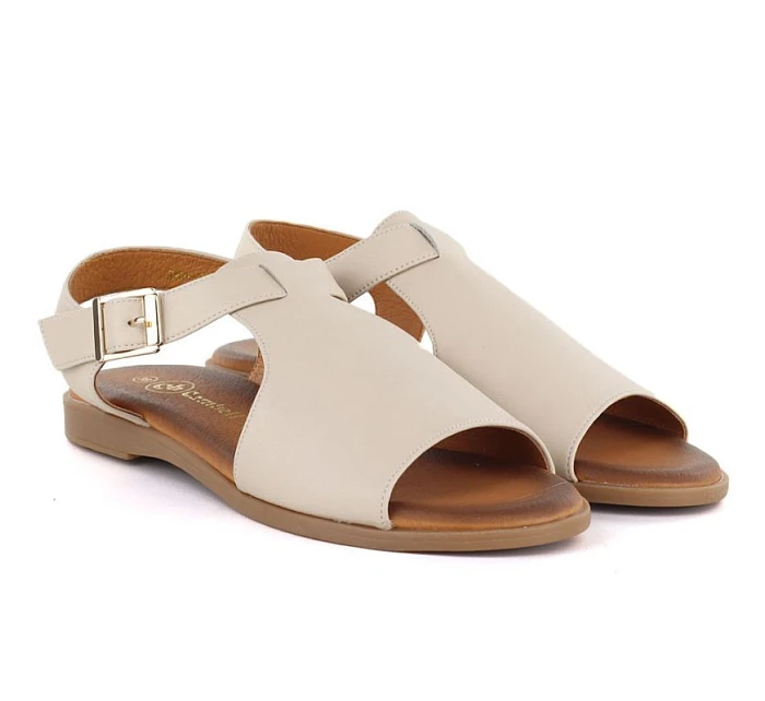 Dámske béžové kožené sandále Cambell 19391