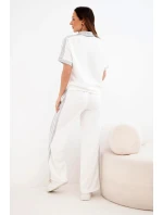 Dámska maslová súprava s polokošeľou a širokými nohavicami sivá