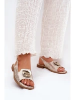 Połyskujące Sandały Damskie Z Ozdobą S.Barski KV51-006 Złote