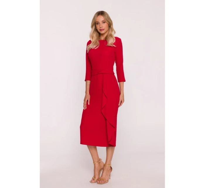 S425 Šaty s volánom - červené