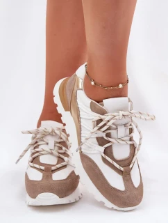 Dámske kožené poltopánky Artiker - béžové/zlaté