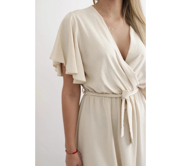 Šaty s vrstveným výstrihom IT-42 béžová - Kesi