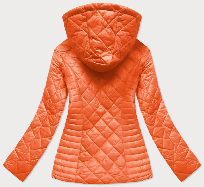 Oranžová prešívaná dámska bunda s kapucňou (LY-01)