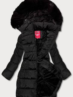 Čierna páperová dámska zimná bunda (2M-051)