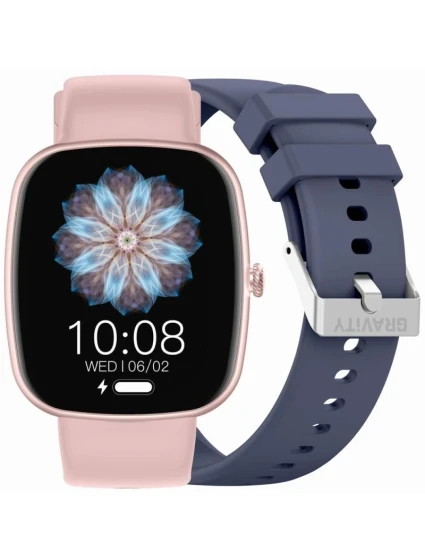 Dámske inteligentné hodinky GRAVITY GT18-3 Ružový silikónový remienok + námornícky modrý remienok Dámske inteligentné hodinky GRAVITY GT18-3 Ružový silikónový remienok + námornícky modrý remienok