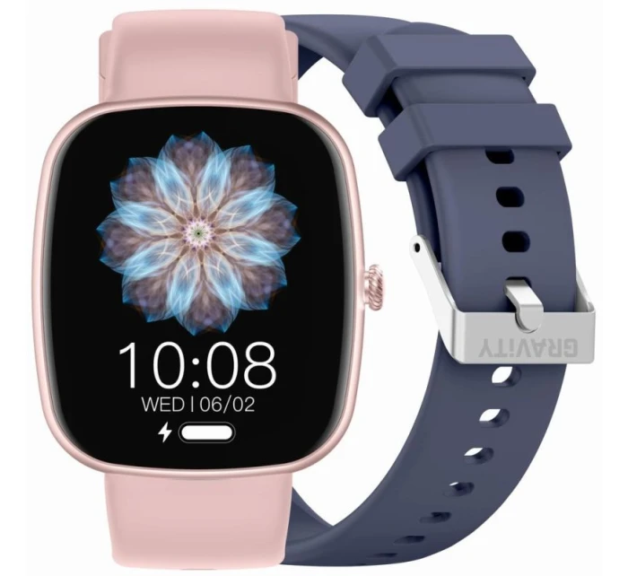 Dámske inteligentné hodinky GRAVITY GT18-3 Ružový silikónový remienok + námornícky modrý remienok Dámske inteligentné hodinky GRAVITY GT18-3 Ružový silikónový remienok + námornícky modrý remienok