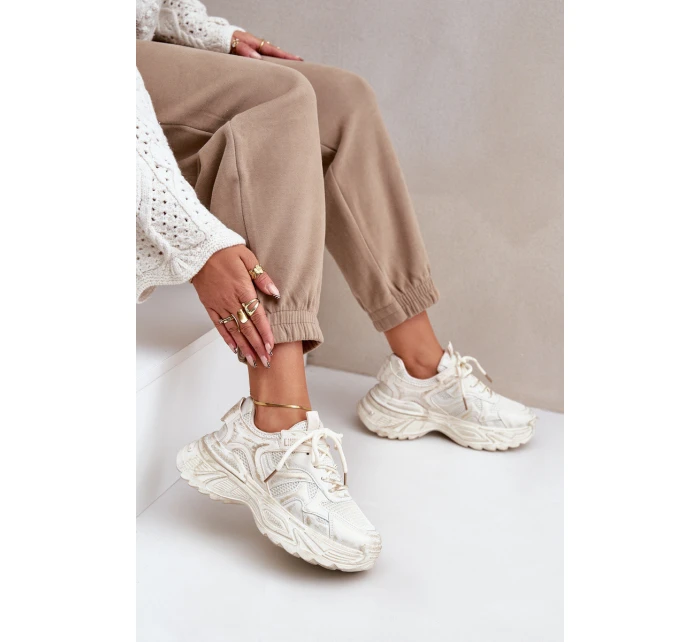 Sneakersy Damskie Z Przetarciami Na Platformie Beżowe Seladwen Sneakersy Damskie Z Przetarciami Na Platformie Beżowe Seladwen