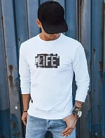 Pánska biela mikina s potlačou FashionStreet BX5362