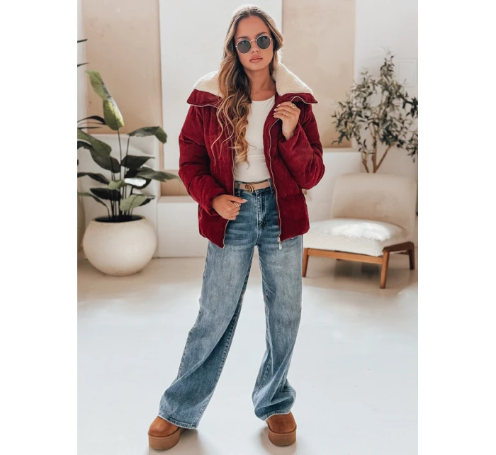 Dámská manšestrová bunda vínová Dstreet model 21990548 - FashionStreet