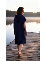 dámské vaflové pončo Saimaa s kapucí Midnight Sapphire