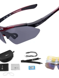 Rockbros 5 šošoviek polarizačných okuliarov black/red