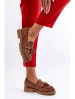 Zazoo 3469 Zamszowe Mokasyny Damskie Z Frędzlami Brązowe