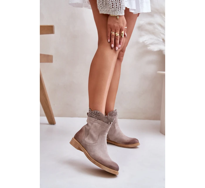 Niskie Botki Damskie Na Płaskim Obcasie Zamszowe Lewski 3624 Cappucino Niskie Botki Damskie Na Płaskim Obcasie Zamszowe Lewski 3624 Cappucino