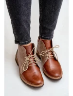 Kožené Botky Na Plochém Podpatku Hnědé Zazoo model 21679956 - NOBO