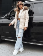 Dámská zimní bunda s kožešinou ecru Dstreet model 21994874 - FashionStreet