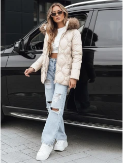 Dámská zimní bunda s kožešinou ecru Dstreet model 21994874 - FashionStreet