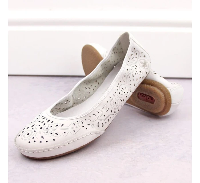 Kožená pohodlná polobotka W model 22033618 bílá - Rieker