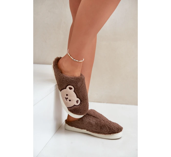 Kapcie Damskie Futrzane Z Misiem Brązowe Fiorinella Kapcie Damskie Futrzane Z Misiem Brązowe Fiorinella