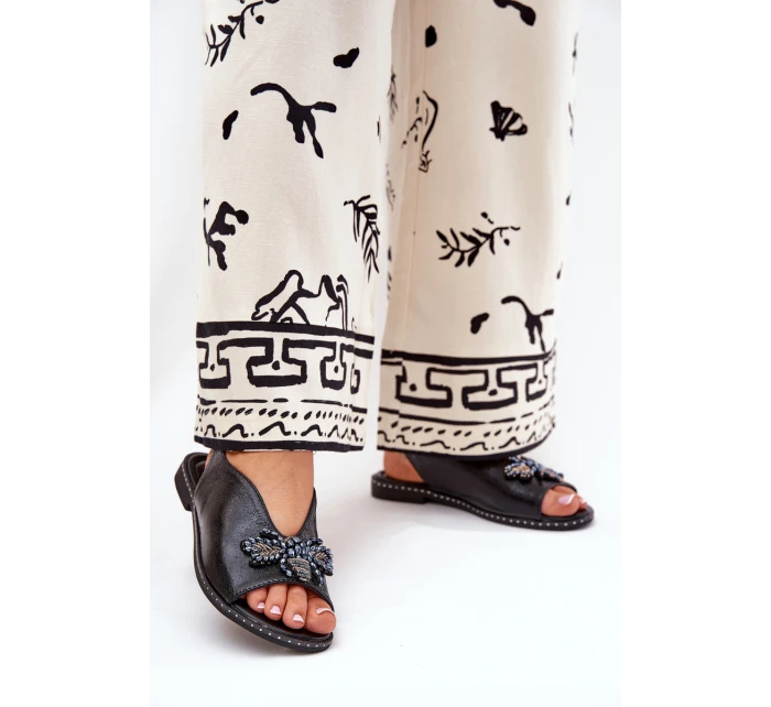 Lesklé Dámské Sandály S Dekorací Plné Černé model 21686853 - Boto