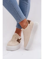 Dámské tenisky na platformě s eko béžové model 21997803 - Boto
