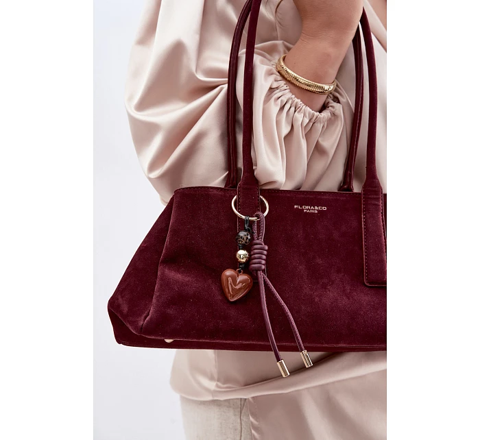 Eko semišová kabelka s přívěskem model 22111618 - Flora&Co