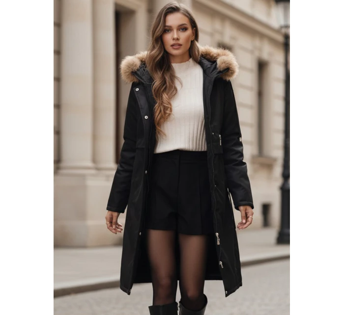 Dámska zimná bunda parka s kožušinou čierna FashionStreet TY5110