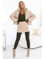 a elegantní dámský žebrovaný overal s výstřihem khaki barva model 21427385 - kocula