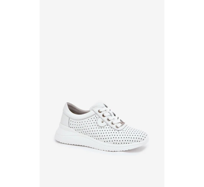 Damskie Skórzane Buty Sportowe Vinceza 79532 Białe