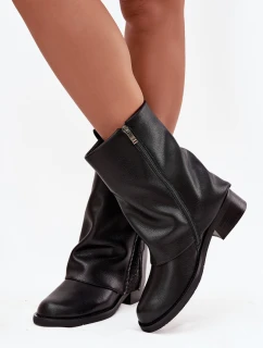 Kožené dámské kotníkové boty s obráceným límcem na klíně Maciejka K7213-01 Černé