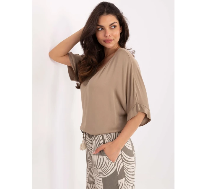 Bluzka TW BZ BI model 21191022 beżowy - FPrice Bluzka TW BZ BI model 21191022 beżowy - FPrice