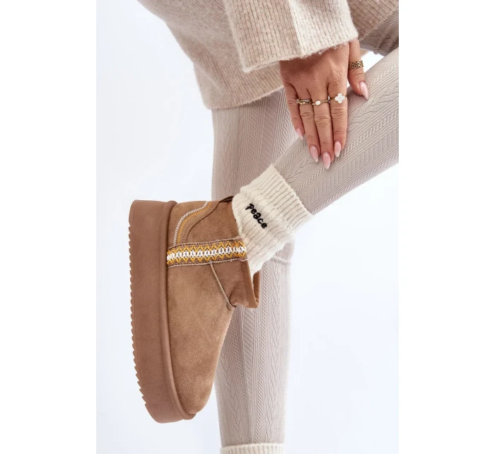 Platforma Sněhule Se Světle Hnědým Vzorem Udra Platforma Sněhule Se Světle Hnědým Vzorem Udra