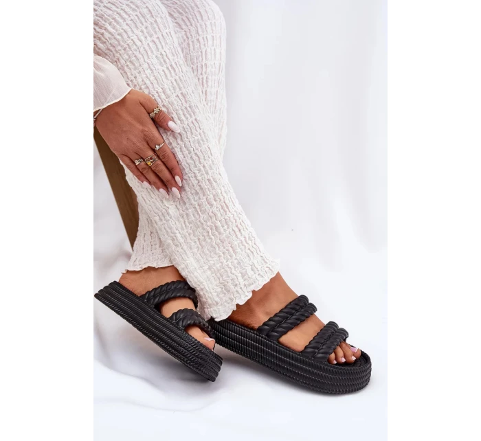 Dámske ľahké papuče na platforme S.Barski - čierne