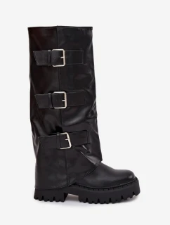 Dámske topánky so striebornou podšívkou a prackami Isavine - čierne