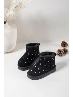 Detské snehové topánky so srdiečkami Gracina - čierne Detské snehové topánky so srdiečkami Gracina - čierne