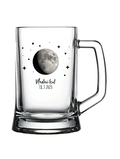 Personalizovaný pohár na pivo s fázou mesiaca