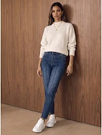 Dámske džínsy slim fit s vysokým pásom, tmavomodré, FashionStreet UY3203