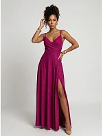 CHIARA večerní maxi šaty bez ramínek fuchsiová model 22210927 - numoco CHIARA večerní maxi šaty bez ramínek fuchsiová model 22210927 - numoco