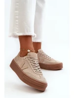 Zazoo N1100S2 Sneakersy Zamszowe Damskie Na Platformie Beżowe Zazoo N1100S2 Sneakersy Zamszowe Damskie Na Platformie Beżowe
