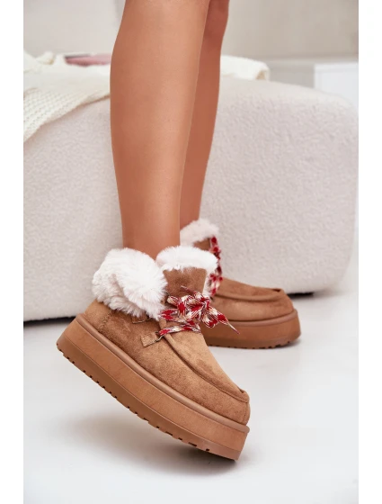 Nízké Dámské Sněhule Na Platformě S Kožíškem Camel model 21679266 - Boto
