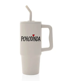 POHODINDA - béžová cestovní termoska s barevným víčkem 900 ml