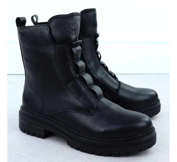 Dámské černé kožené boty model 21905958 - Rieker Dámské černé kožené boty model 21905958 - Rieker