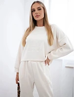 Viskózový set Amour tepláky + nohavice svetlá béžová