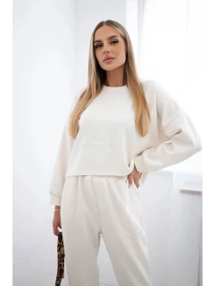 Viskózový set Amour tepláky + nohavice svetlá béžová